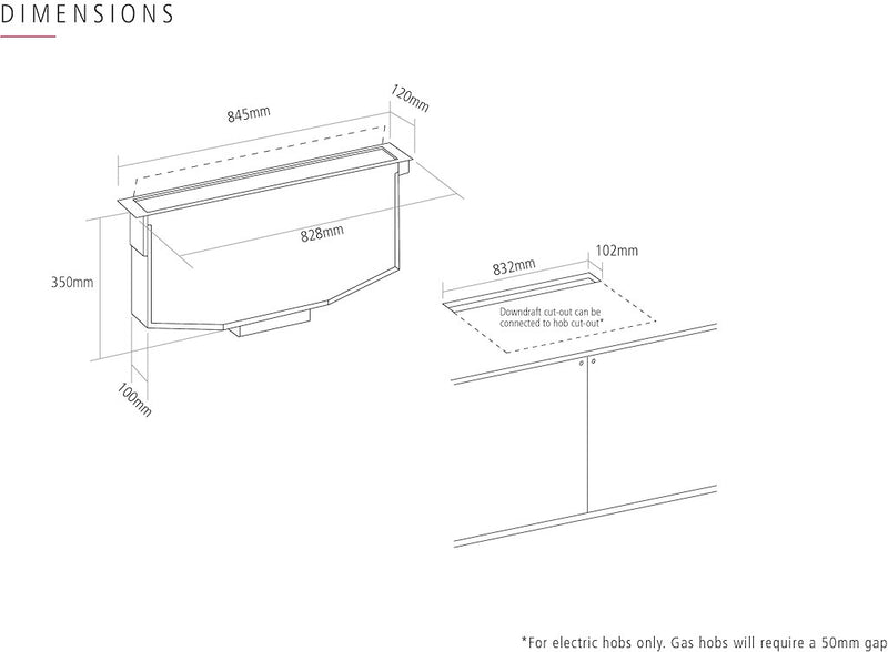 Caple DD903BK Flip Operation Downdraft Extractor