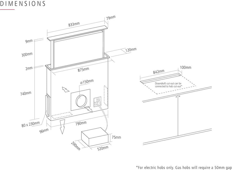 Caple DD911BK Downdraft Cooker Hood (Discontinued)