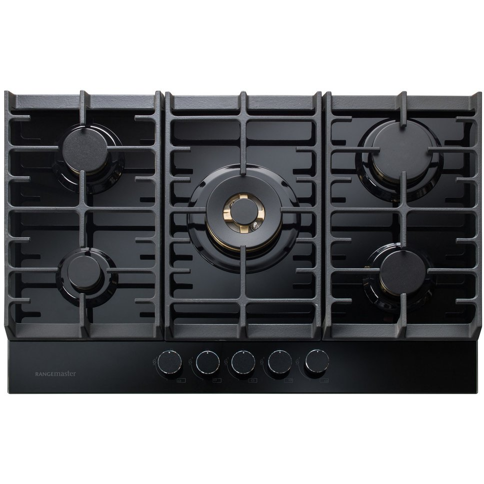 Glass Ranger Master Rangemaster Eclipse ECL75HPNGFBL/BL 75cm 5 Zone Gas on Glass Hob (Disc ...