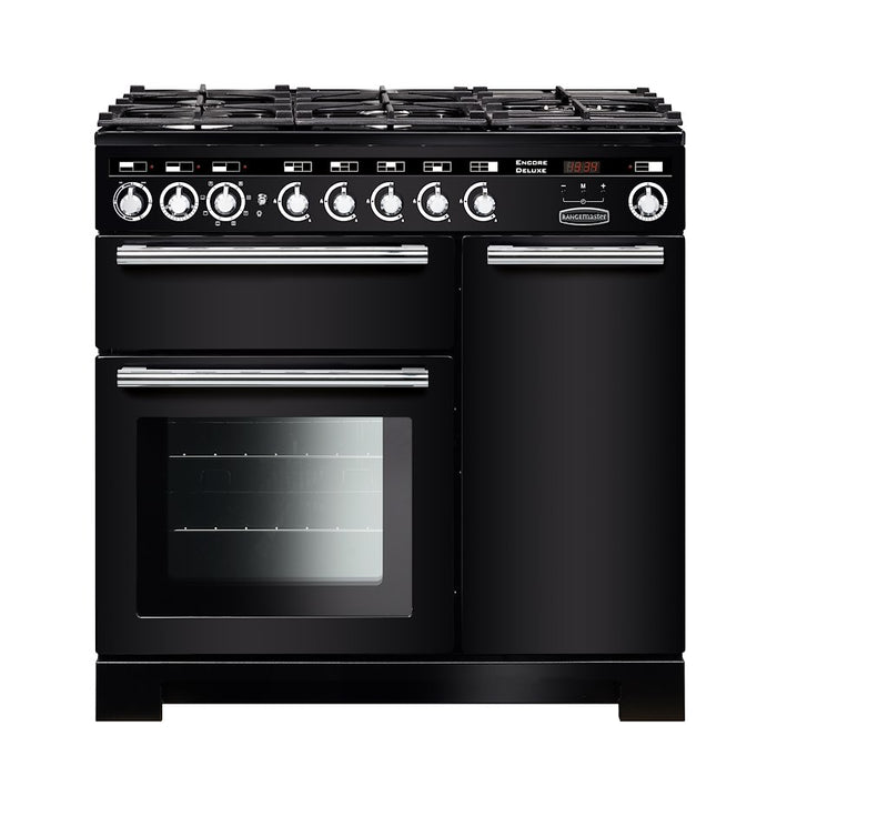Rangemaster EDL90DFFBL/C Encore Deluxe 90 Dual Fuel Range Cooker