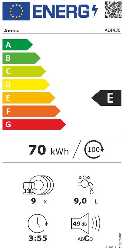 Amica ADI430 45cm Integrated Slimline Dishwasher (Discontinued)
