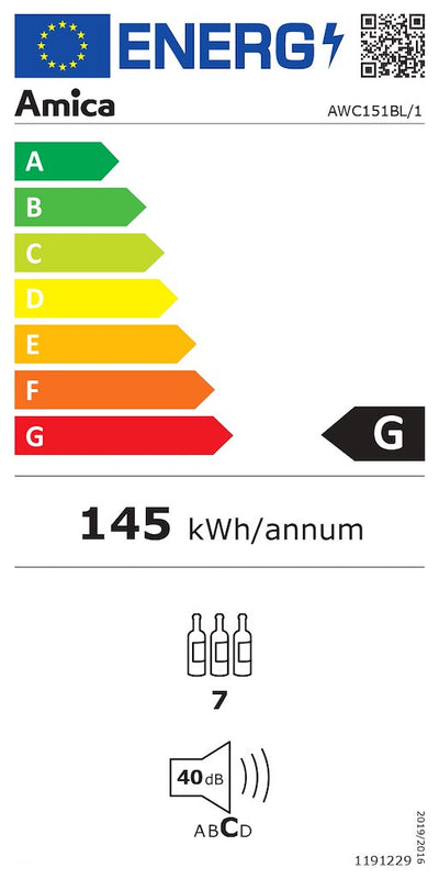 Amica AWC151BL Freestanding Undercounter Slimline Wine Cooler (Discontinued)