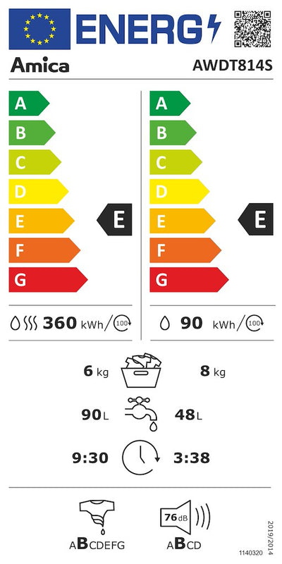Amica AWDT814S 1400rpm Washer Dryer (Discontinued)