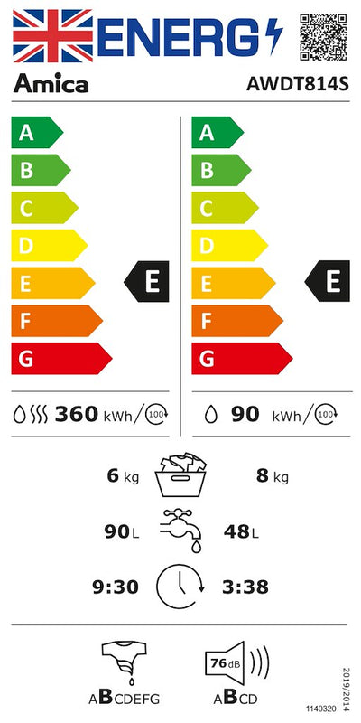 Amica AWDT814S 1400rpm Washer Dryer (Discontinued)