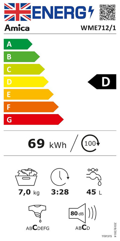 Amica WME712 7kg Washing Machine (Discontinued)