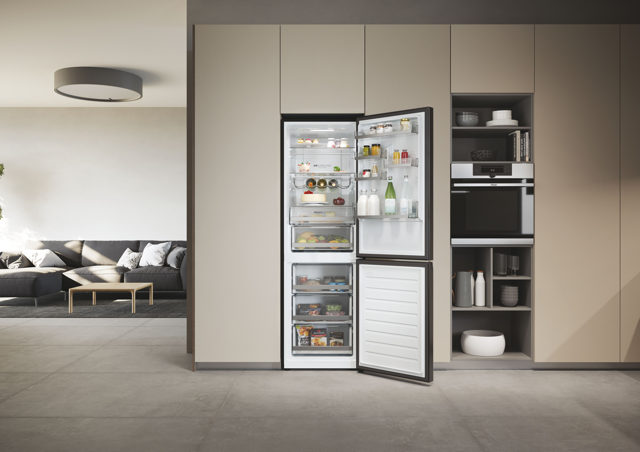 Haier HDW3618DNPD Fridge Freezer - Dark Inox - D Rated (Discontinued)