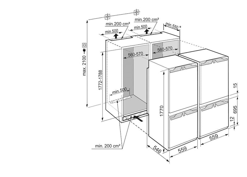 Liebherr IXCC5155 Integrated side by side Fridge Freezer with BioFresh (Discontinued)