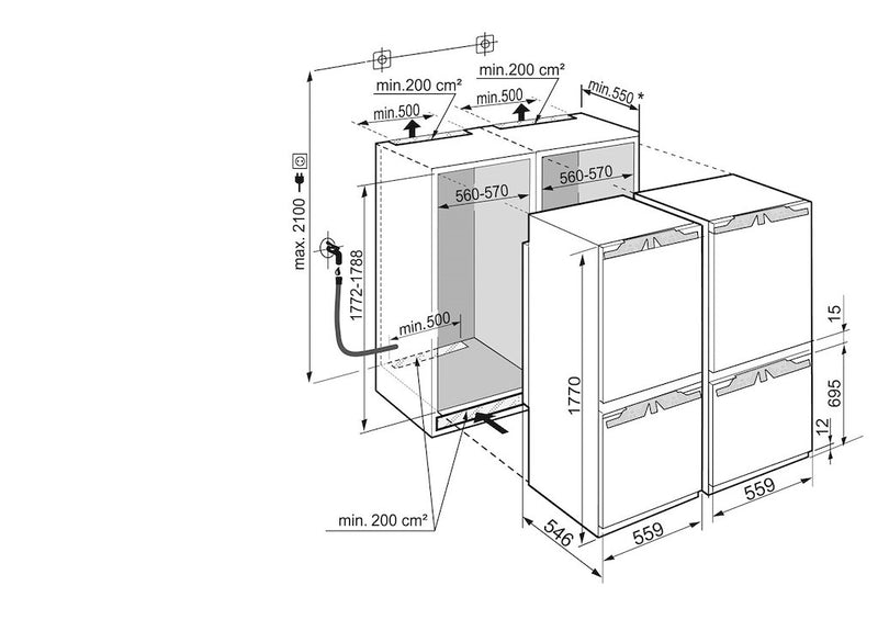 Liebherr IXCC5165 Integrated side by side Fridge Freezer with BioFresh and IceMaker (Discontinued)