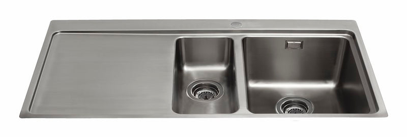CDA KVF22LSS One And A Half Bowl Flush-Fit Sink with Left Hand Drainer