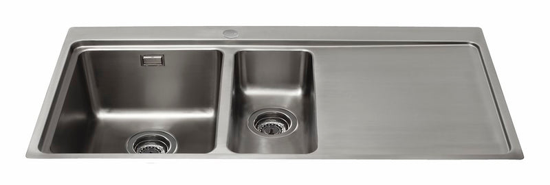 CDA KVF22RSS One And A Half Bowl Flush-Fit Sink with Right Hand Drainer