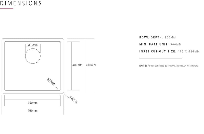 Caple MODE045/BS Caple MODE045/BS Mode 45 Inset or Undermounted Gold