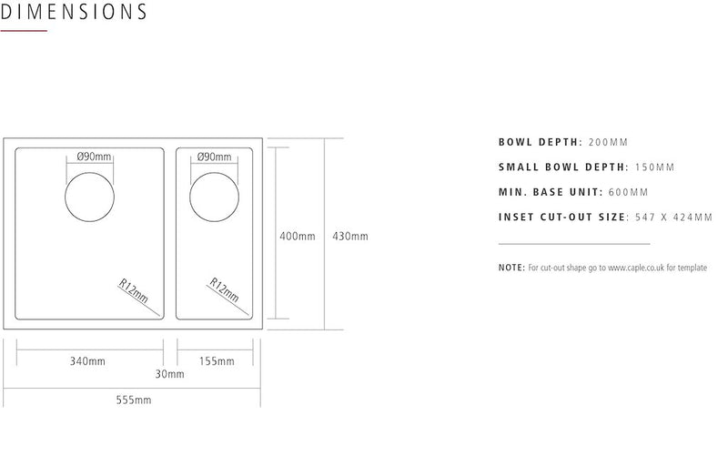 Caple MODE3415/L Undermount Sink