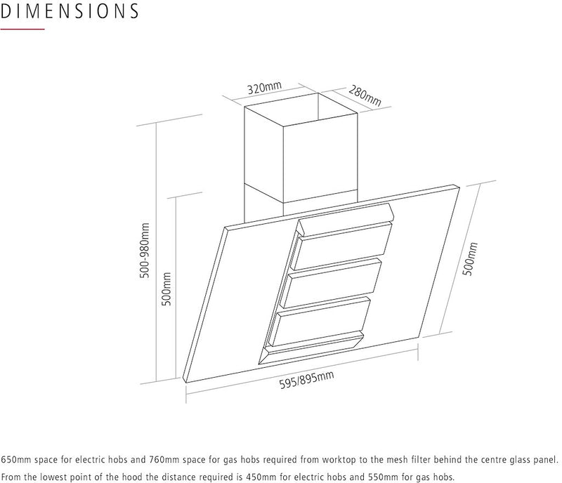 Caple SP612BK Chimney Hood (Discontinued)