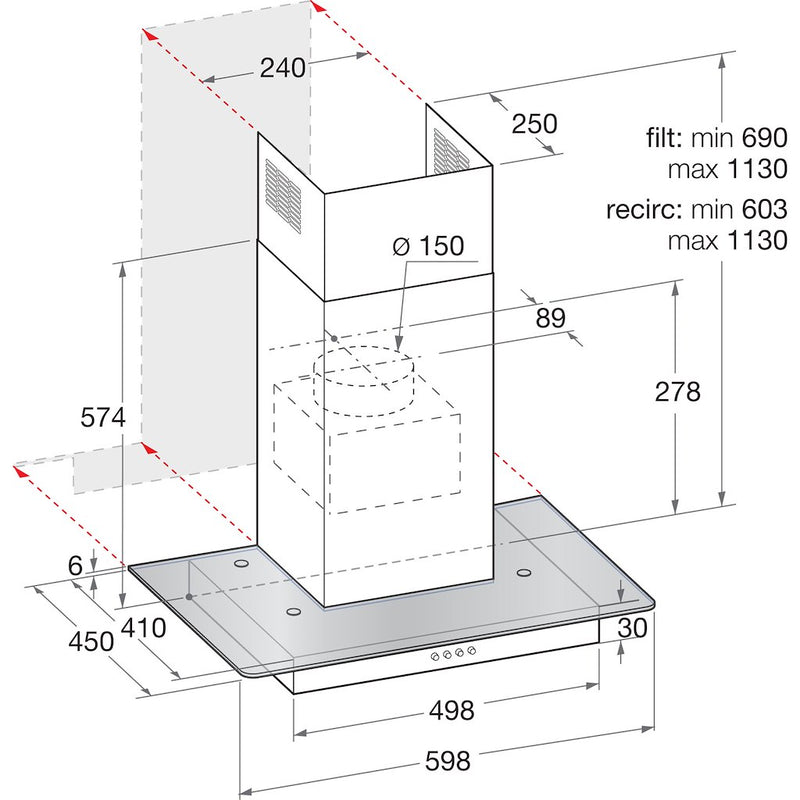 Hotpoint PHFG6.4FLMX Cooker Hood - Stainless Steel