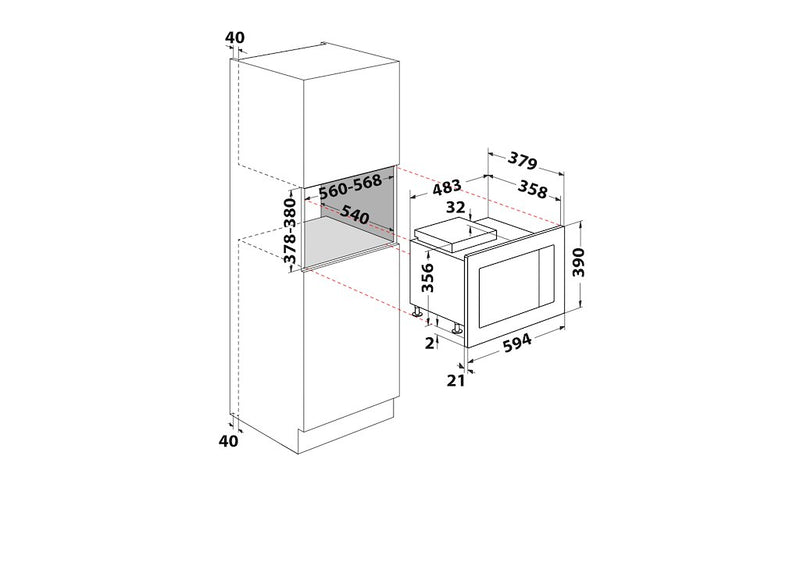 Indesit MWI125GX Built-In Microwave - Stainless Steel