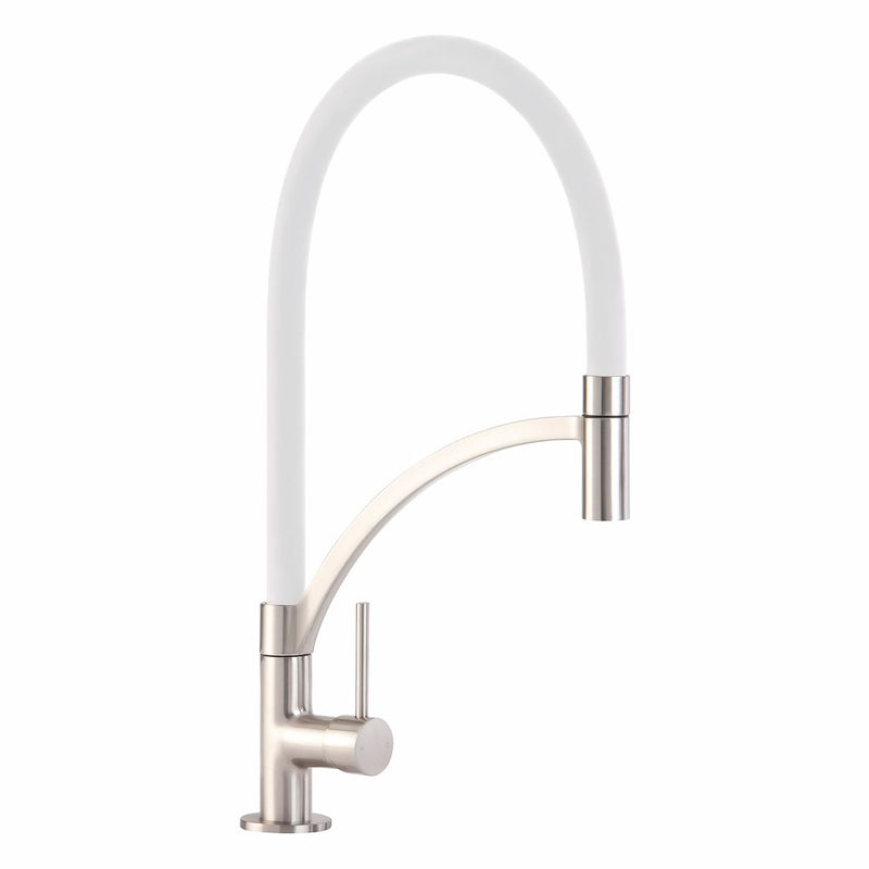 CDA TV14WH Single Lever Tap with White Pull-Out Spout