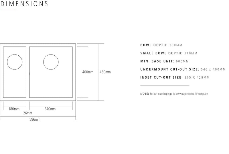 Caple ZERO150 Zero 150 Inset or Undermounted