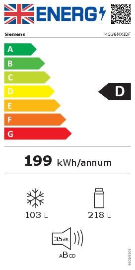 Siemens KG36NXIDF, Free-standing fridge-freezer with freezer at bottom (Discontinued)