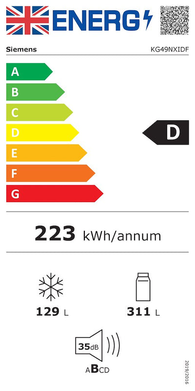 Siemens iQ 300 KG49NXIDF, Free-standing fridge-freezer with freezer at bottom
