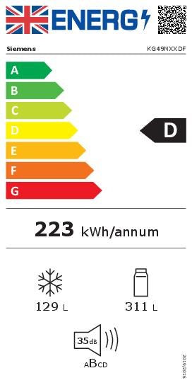 Siemens KG49NXXDF, Free-standing fridge-freezer with freezer at bottom (Discontinued)