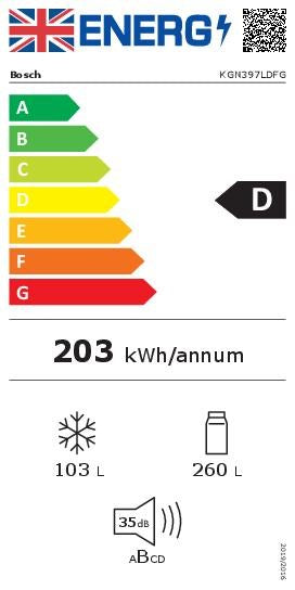Bosch KGN397LDFG, Free-standing fridge-freezer with freezer at bottom (Discontinued)