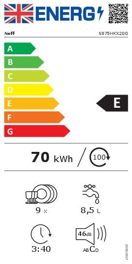 Neff N 50 S875HKX20G, Fully-integrated dishwasher (Discontinued)