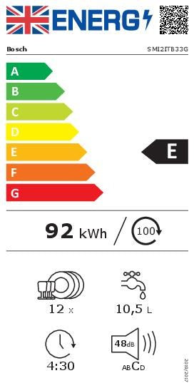 Bosch Series 2 SMI2ITB33G Semi-integrated dishwasher - Black Panel (Discontinued)