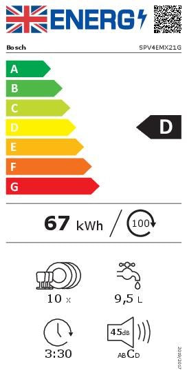 Bosch Series 4 SPV4EMX21G Fully-integrated Slimline Dishwasher (Discontinued)