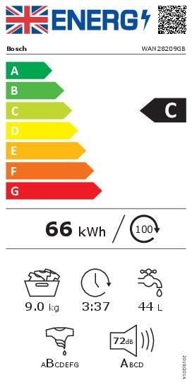 Bosch WAN28209GB, Washing machine, front loader (Discontinued)