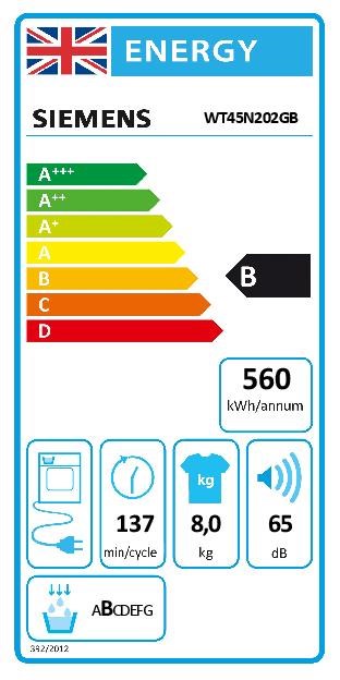 Siemens WT45N202GB, Condenser tumble dryer (Discontinued)