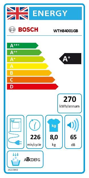 Bosch Series 4 WTH84001GB, Heat pump tumble dryer