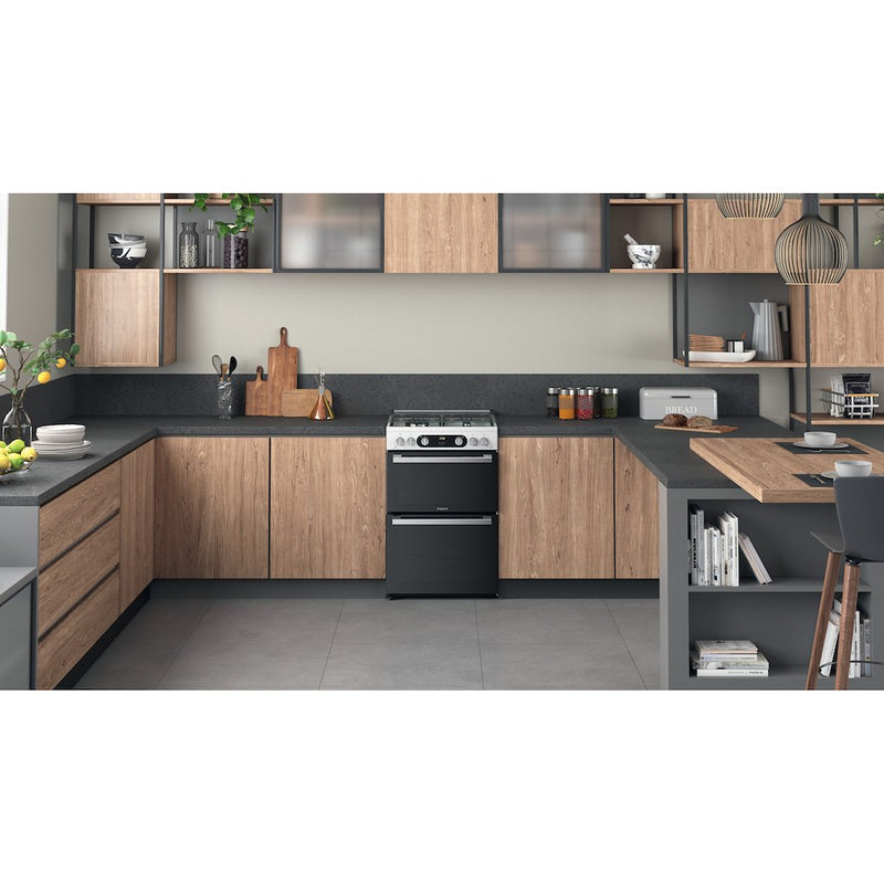 Hotpoint HD67G02CCW/UK Double Cooker - White (Discontinued)
