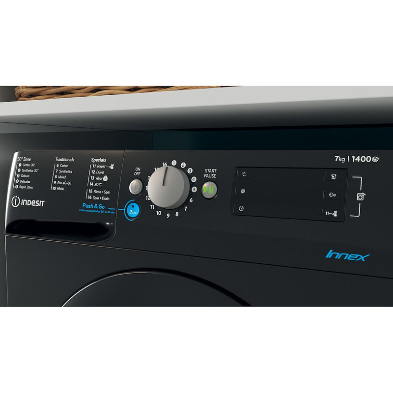 Indesit Innex BWE 71452 K UK N 7kg Black Washing Machine - 1400rpm (Discontinued)