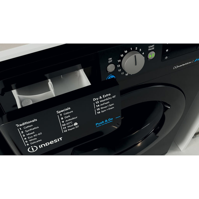 Indesit BDE86436XBUKN Washer Dryer - 8kg Wash 6kg Dry - Black (Discontinued)