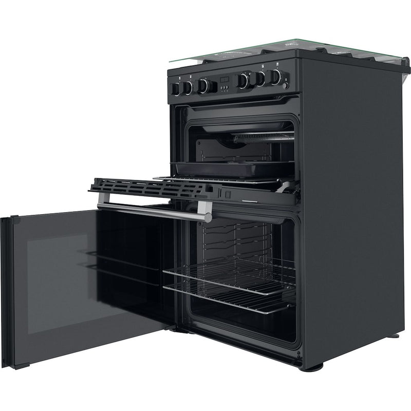 Cannon by Hotpoint CD67G0C2CA/UK Gas Freestanding 60cm Double Oven Cooker - Dark Grey (Discontinued)