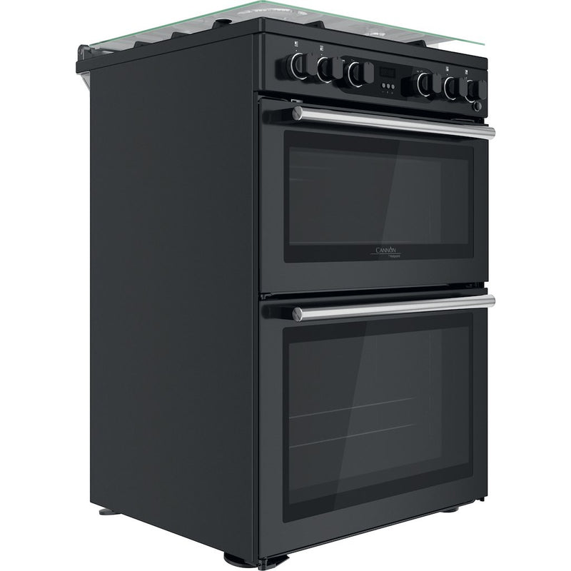 Cannon by Hotpoint CD67G0C2CA/UK Gas Freestanding 60cm Double Oven Cooker - Dark Grey (Discontinued)