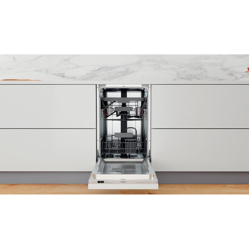 Whirlpool Integrated Dishwasher: in Silver, Slimline - WSIC 3M27 C UK N