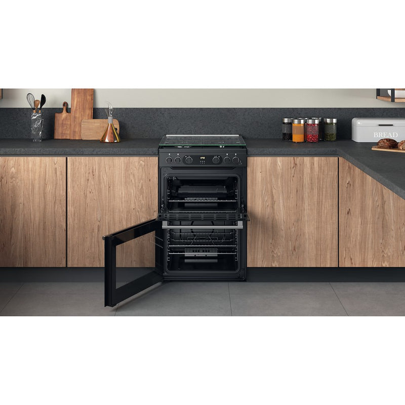 Cannon by Hotpoint CD67G0C2CA/UK Gas Freestanding 60cm Double Oven Cooker - Dark Grey (Discontinued)