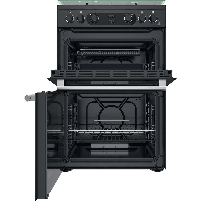 Cannon by Hotpoint CD67G0C2CA/UK Gas Freestanding 60cm Double Oven Cooker - Dark Grey (Discontinued)