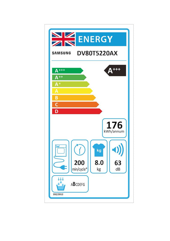 Samsung Series 5+ DV80T5220AX/S1 8kg Heat Pump Tumble Dryer (Discontinued)