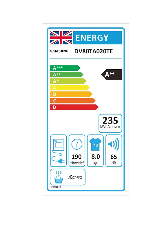 Samsung Series 5 DV80TA020TE/EU 8kg Heat Pump Tumble Dryer (Discontinued)